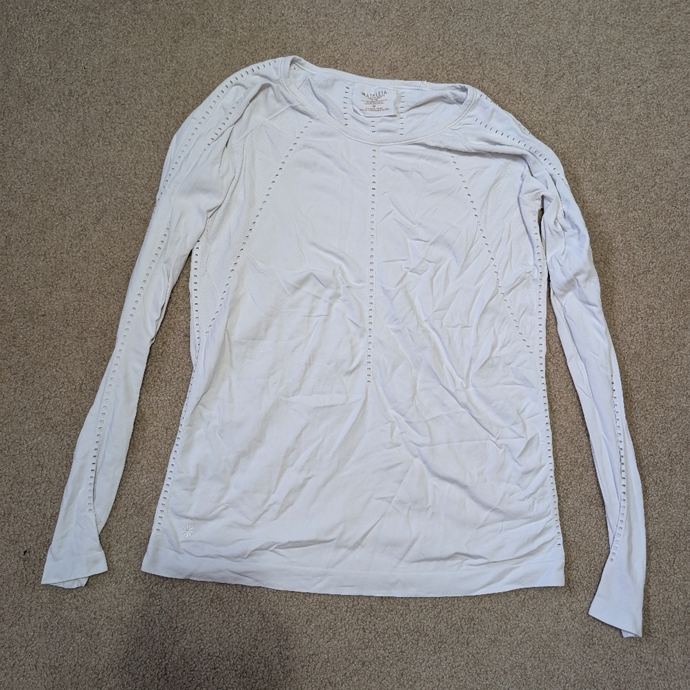 Athleta Classic White Long Sleeve Top